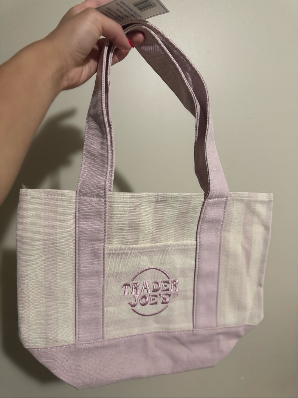 Trader Joe's Pink Stripe Canvas Tote